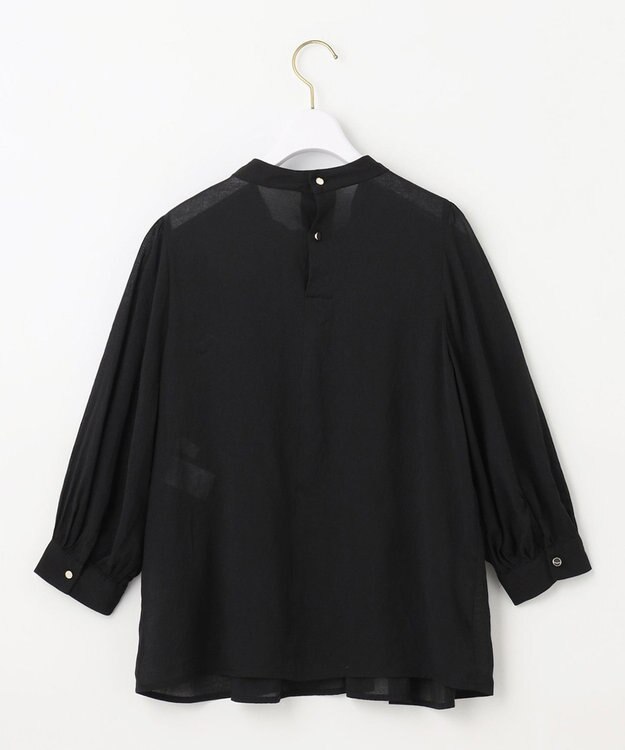 ANY SIS 【洗える】シャーリングシアー ブラウス ブラック