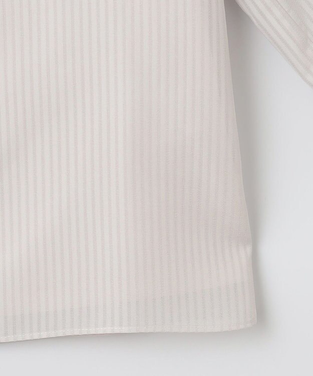 J.PRESS LADIES シャドーストライプ スリットフリルネック カットソー ライトグレー系