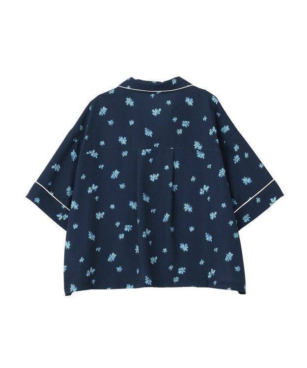 CRAFT STANDARD BOUTIQUE ボタニカルプリントオープンカラーシャツ Navy