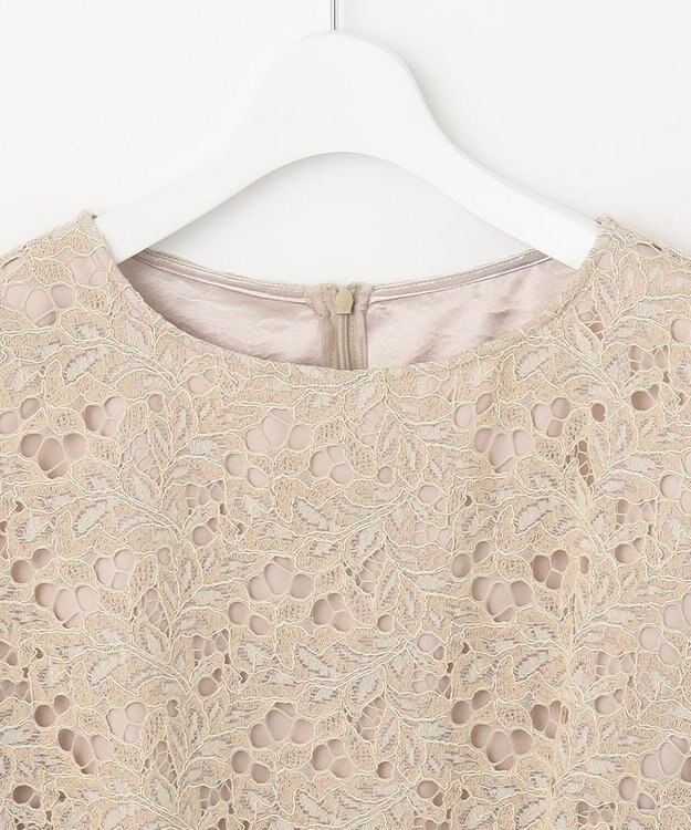 自由区 【セットアップ対応・洗える・XSサイズあり】レースコンビ ブラウス ベージュ系