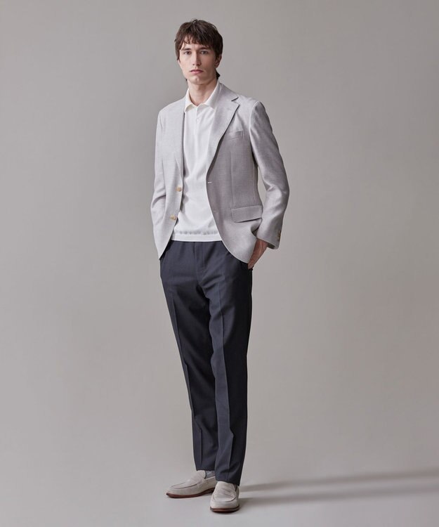 J.PRESS MEN 機能×縫製₌快適な着心地 「高見え」ニットポロ【接触冷感 / 洗える】ホールガーメントニット ポロシャツ ホワイト系