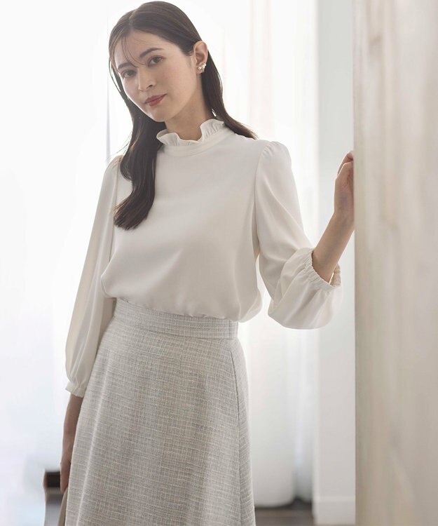 組曲 L 【KUMIKYOKU NAVY】ジョーゼットシフォン ブラウス アイボリー系