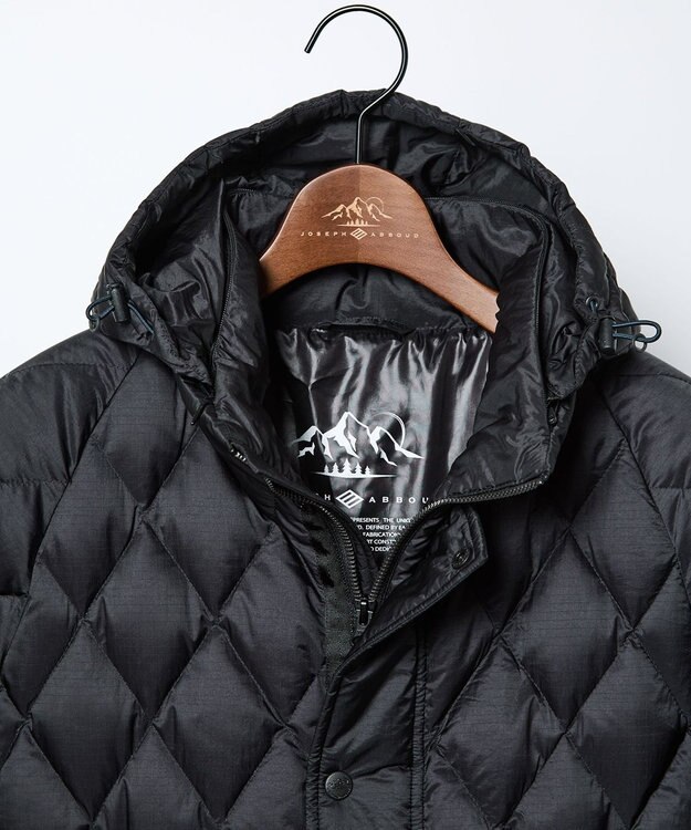 JOSEPH ABBOUD MOUNTAIN 【軽量/撥水】 フーデットキルティング ダウンブルゾン ネイビー系
