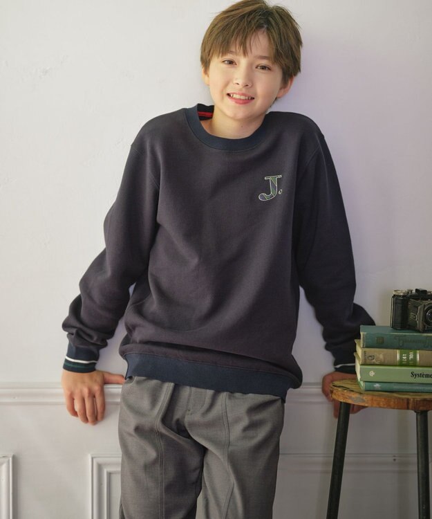 J.PRESS KIDS 【140-170cm】J. レジメンストライプ ロゴ トレーナー ネイビー系