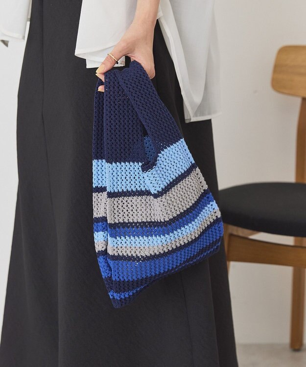 AMERICAN HOLIC マルチボーダーニットバッグ Navy