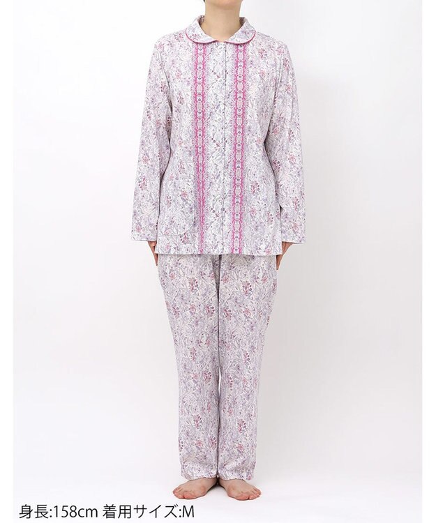 WACOAL パジャマ 長袖 長ズボン 綿100%(本体) 天竺素材 ミントン レディース NDX560 /ワコール ホワイト