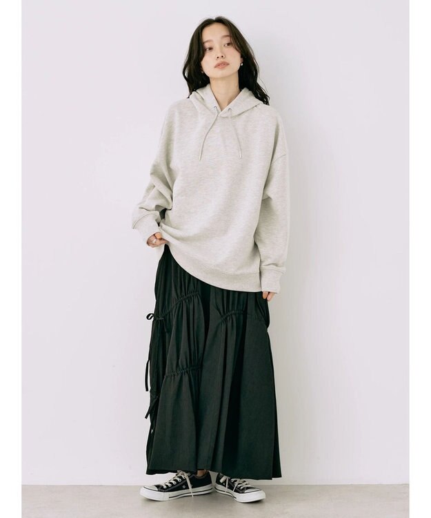 earth music&ecology スウェットルーズパーカー Light Gray Mixture