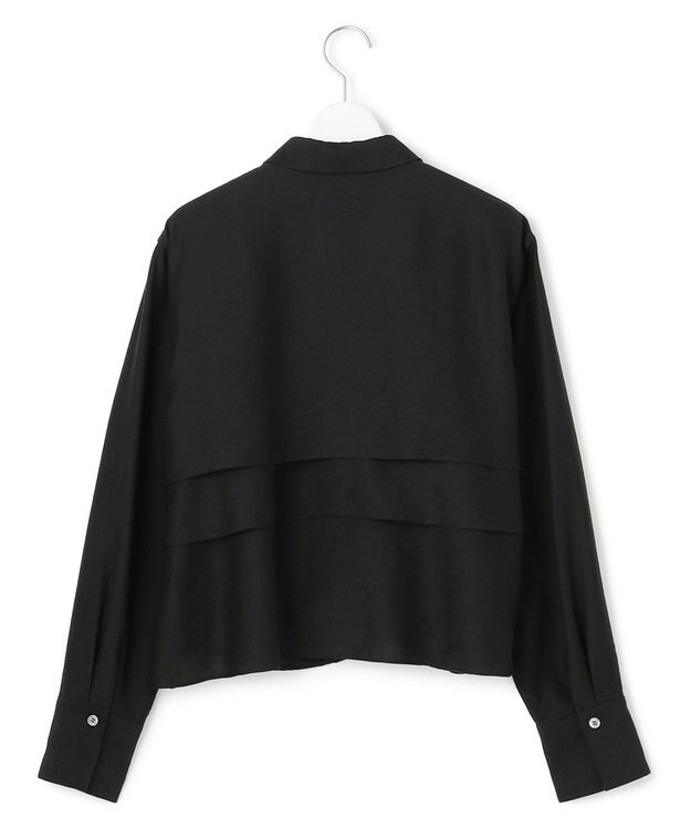 ICB L 【洗える】 ワッシャーツイル クロップドブラウス ブラック系