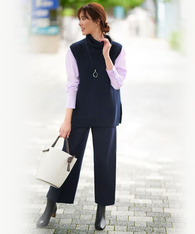 23区 【CLASSY.1月号掲載】CANCLINI バンドカラー シャツ ラベンダー