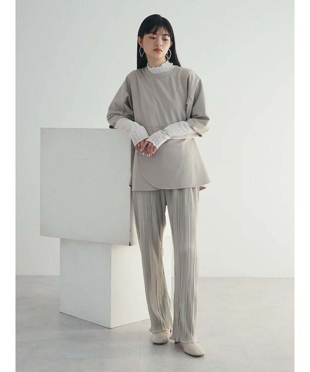 Green Parks armonia. ペプラム切替トップス Gray Beige