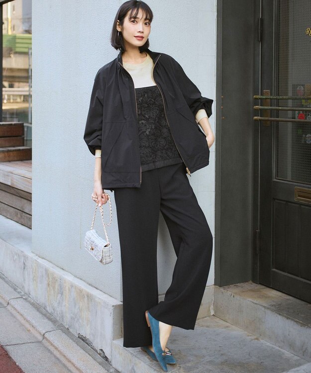 23区 S ストレッチダブルクロス ワイドパンツ ブラック