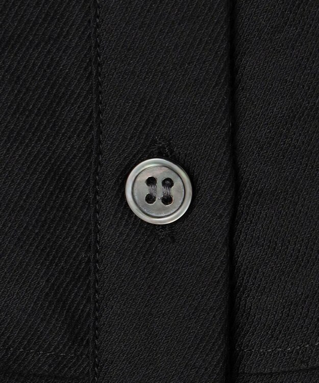 ICB 【洗える】 ワッシャーツイル クロップドブラウス ブラック系