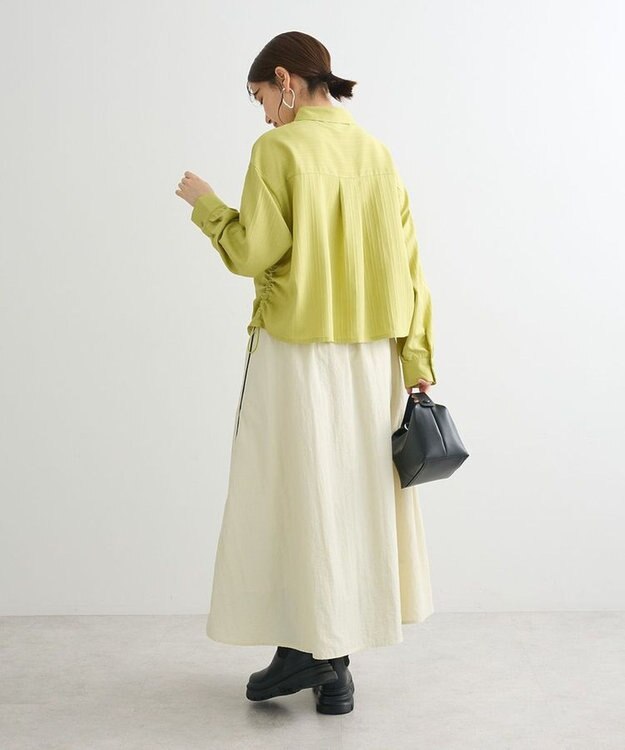 Green Parks サイドドロストショート丈シャツ（無地） Green