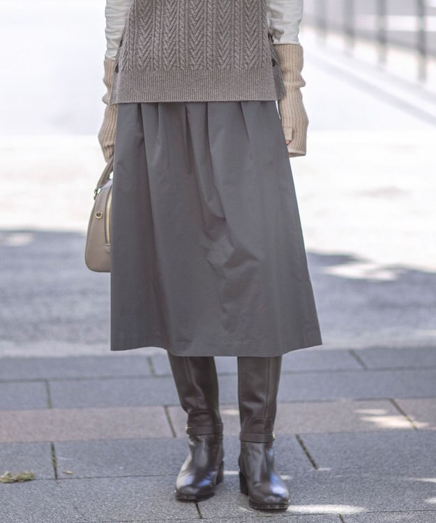 J.PRESS LADIES S 【洗える】グレイス メモリータフタ タック スカート グレー系