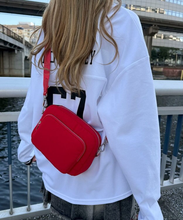 WEGO サークルポーチ付きスクエアショルダー レッド