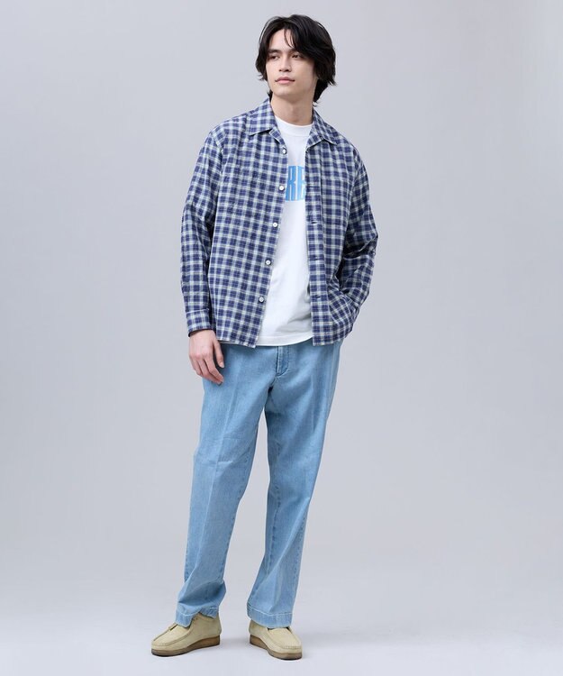J.PRESS MEN 【J.PRESS ORIGINALS】【UNISEX】Indian Madras Open Shirts / Baggy-Fit ネイビー系4