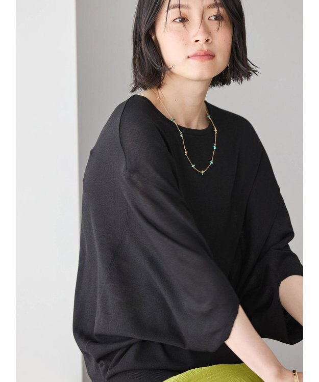 AMERICAN HOLIC 接触冷感トライアングルスリーブニットプルオーバー Black