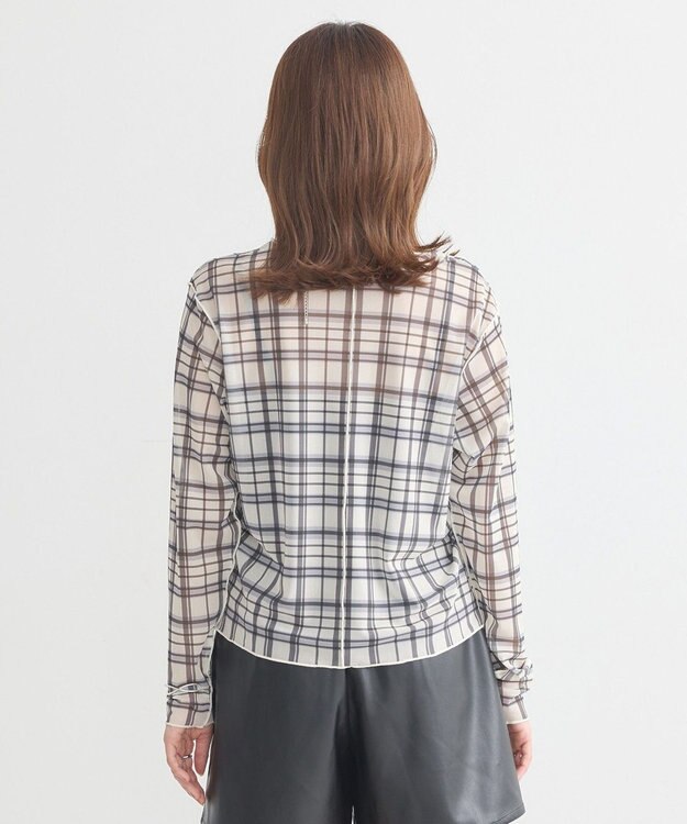 earth music&ecology シアーチェックプルオーバー Ivory