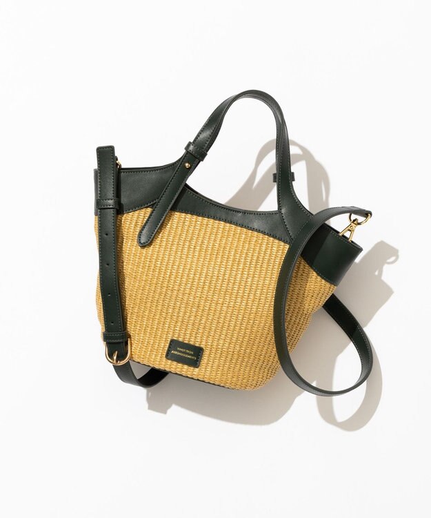 23区 雑材 ショルダーバッグ ナチュラル×ダークグリーン