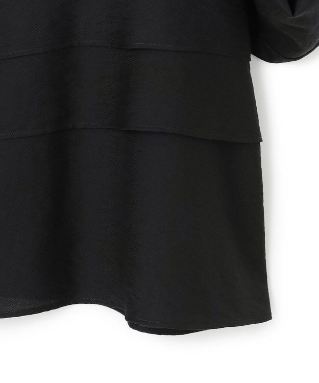 ICB L 【洗える】 ワッシャーツイル クロップドブラウス ブラック系