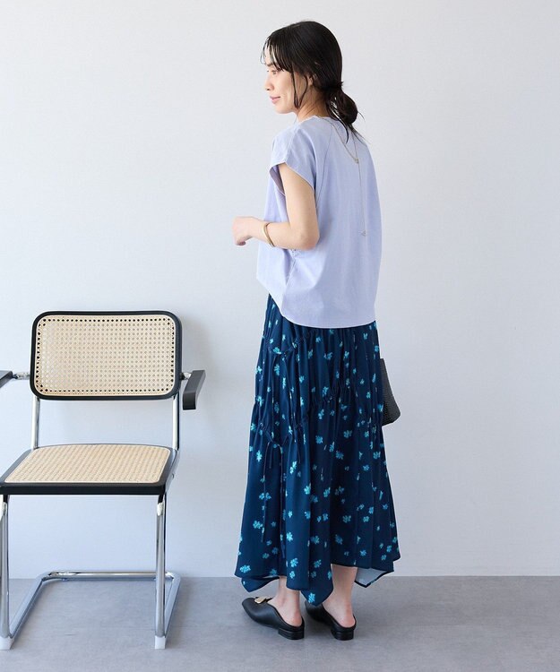 CRAFT STANDARD BOUTIQUE ボタニカルプリントデザインスカート Navy