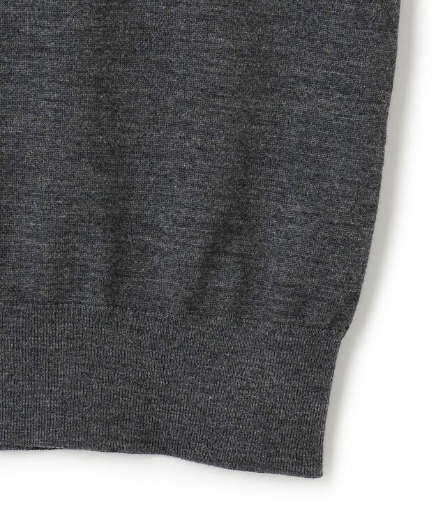 23区 【洗える/アンサンブル対応】サステナブルウール 半袖バイカラー ニット チャコールベース