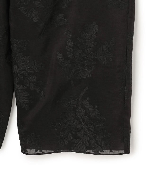 UNFILO 【ウエストゴム】ボタニカル エンブロイダリー パンツ ブラック