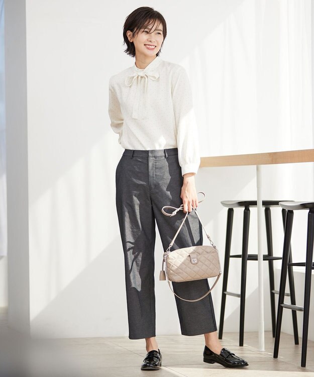 J.PRESS LADIES 【洗える・吸水速乾】 ライトアムンゼンドットPT リボン ブラウス ホワイト系5