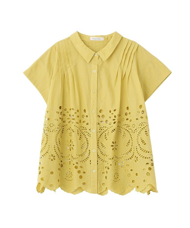 Green Parks スカラップ刺しゅうブラウス Yellow