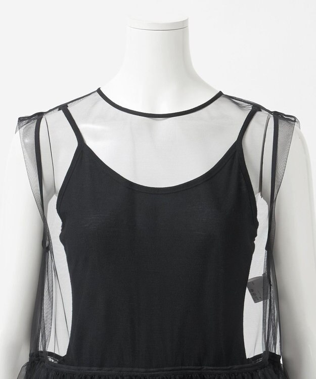 23区 【GOLD LABEL/見上愛さん着用】チュール ペプラムブラウス ブラック系