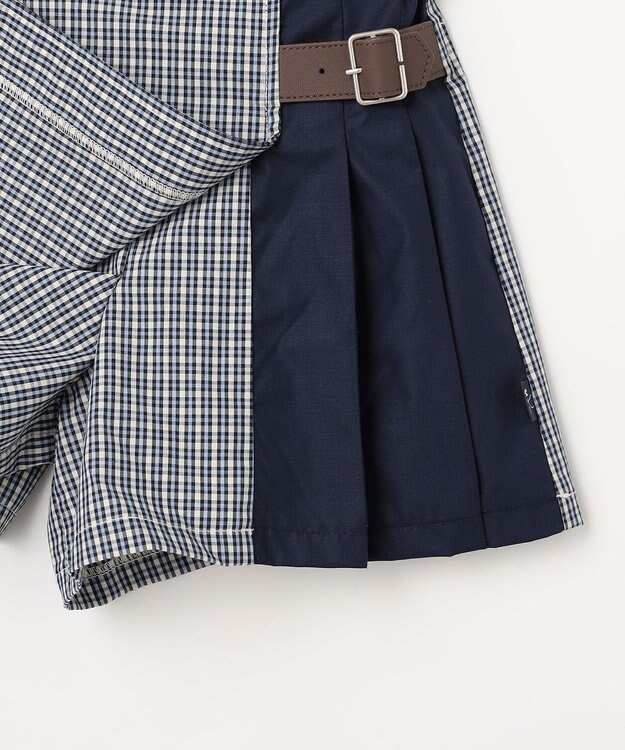 組曲 KIDS 【110-140㎝】 チェックプリーツ キュロット サックスブルー