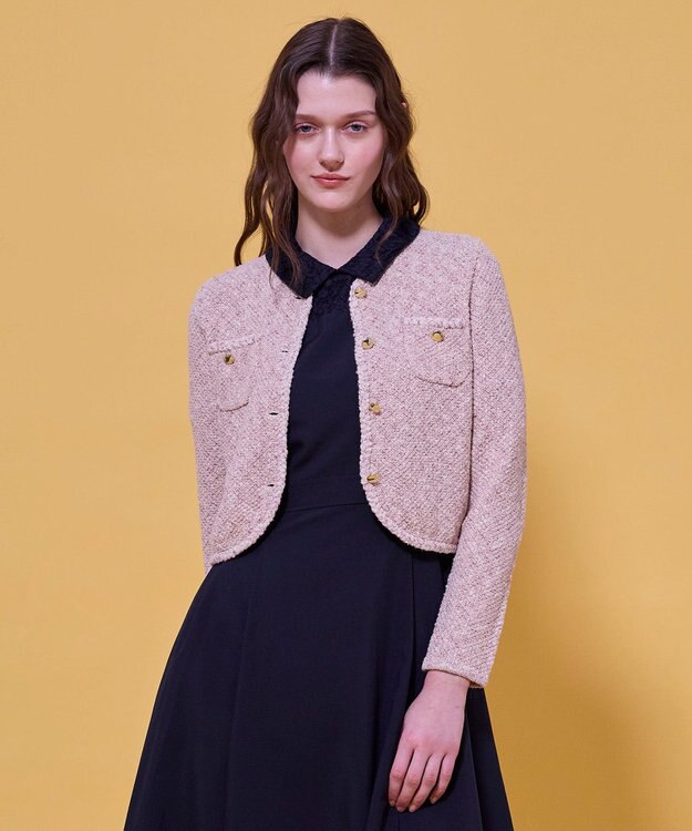 TOCCA TWEEDY MAZE ニットジャケット ピンク系