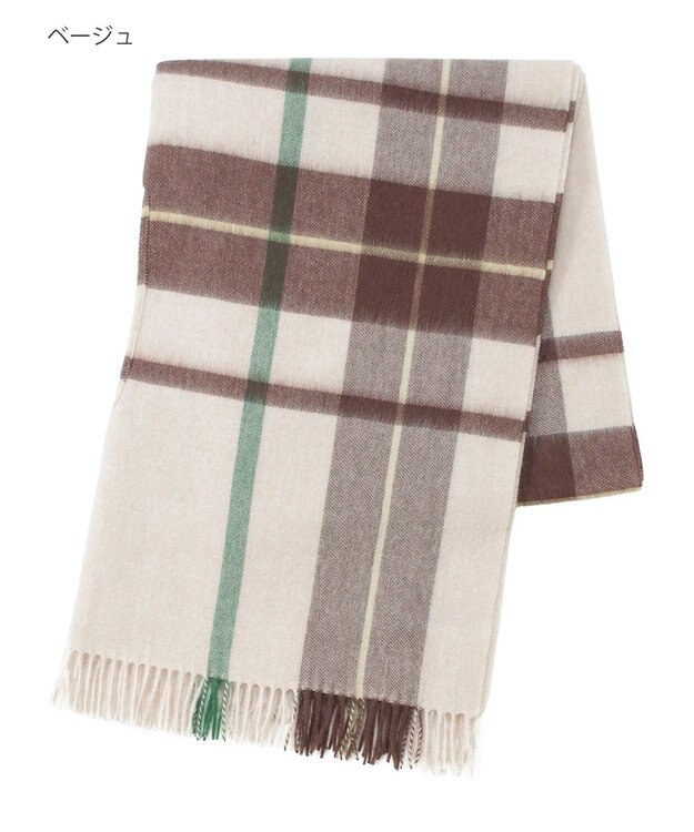 MOONBAT MACKINTOSH PHILOSOPHY(マッキントッシュ フィロソフィー）ウール100% 2WAYチェックポンチョストール ベージュ