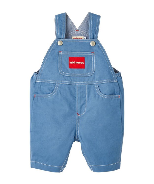 MIKI HOUSE HOT BISCUITS 【ミキハウス】【70-100cm】６分丈オーバーオール ストームブルー
