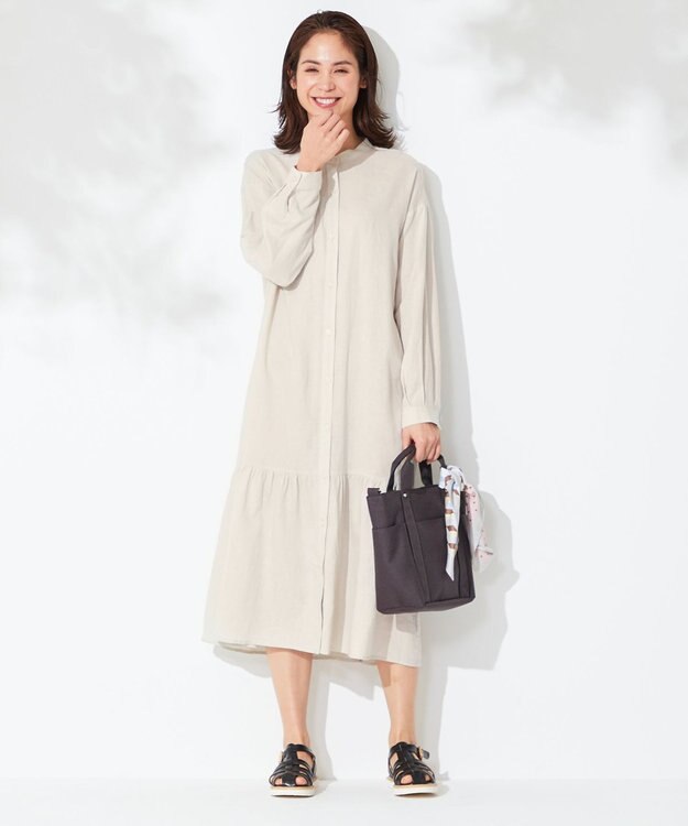 ANY 【洗える】ライトリネンクロス ワンピース サンドベージュ