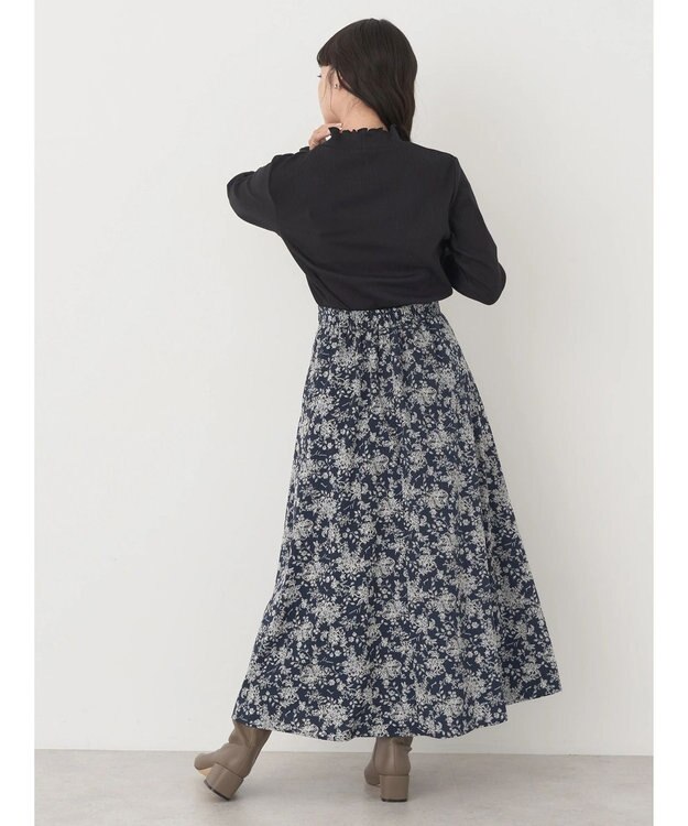 earth music&ecology チェーンリブハイネックプルオーバー Black