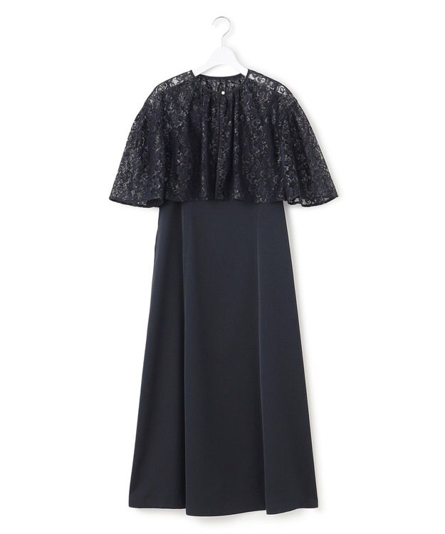 23区 【APPLAUDIR】ブライトフラワーレースコンビ ドレス ネイビー系