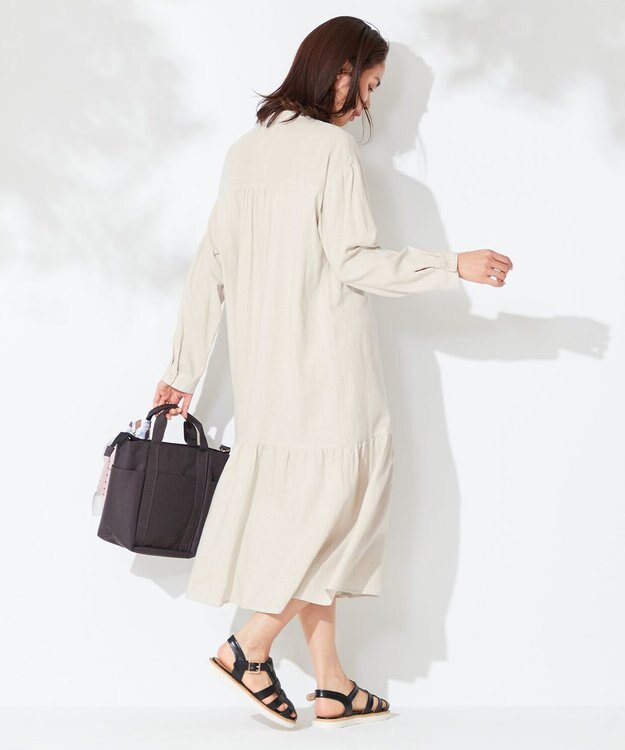 ANY 【洗える】ライトリネンクロス ワンピース サンドベージュ