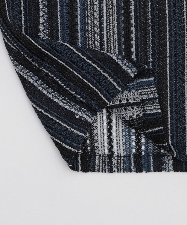 WEGO ストライプメッシュBIGシャツ（SS） ブラック中濃色