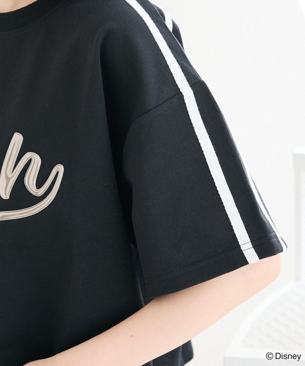 Green Parks スティッチ／メタルプリントクロップドミニ裏毛プル Black