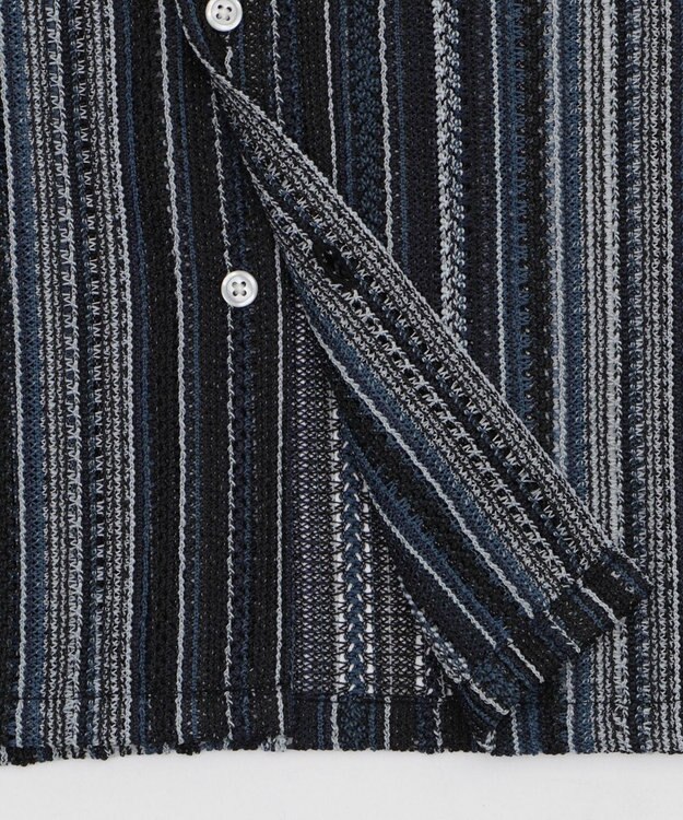 WEGO ストライプメッシュBIGシャツ（SS） ブラック中濃色