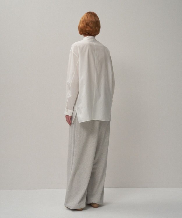 ATON COTTON SILK | スタンドカラーシャツ WHITE