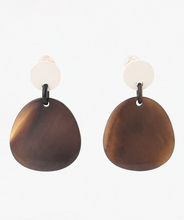 自由区 ウォーターバッファロー イヤリング ブラウン系