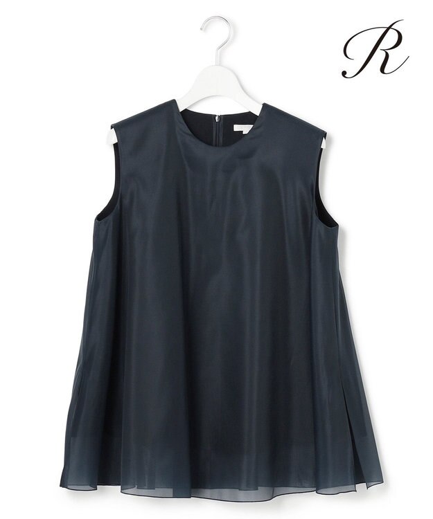23区 【R(アール)】ライトダブルクロス オーガンジー コンビブラウス ネイビー系