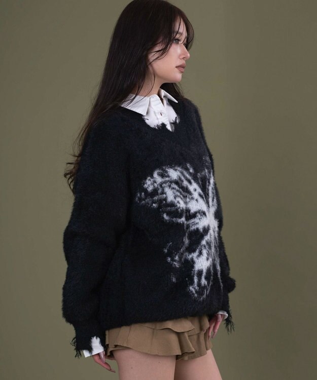 WEGO バタフライダメージニット ブラック