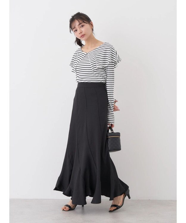 earth music&ecology エアリーエスカルゴスカート Black