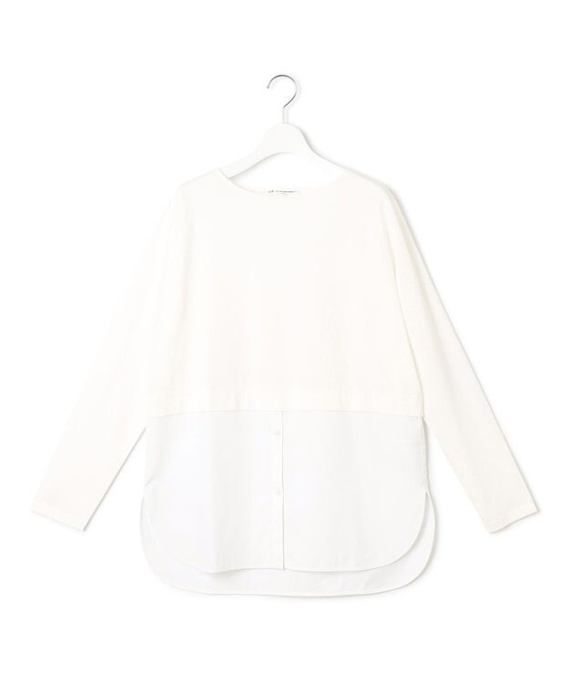 23区 【洗える】コットンベアジャージーコンビ カットソー ホワイト系