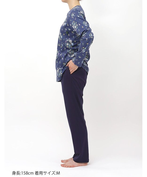 WACOAL パジャマ 長袖 長ズボン 綿100%(本体) スムース素材 ミントン レディース NDX562 /ワコール コン