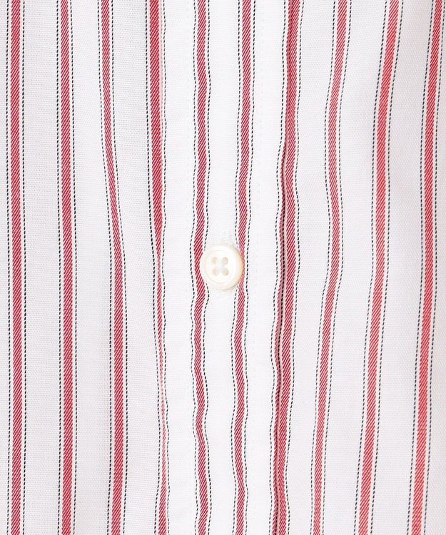 J.PRESS MEN 【WEB・一部店舗限定】ドビーマルチストライプ バンドカラーシャツ レッド系1