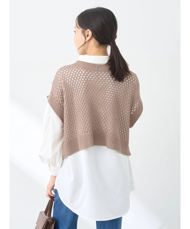 earth music&ecology ＳＥＴ２点メッシュベスト＋シャツ Mocha